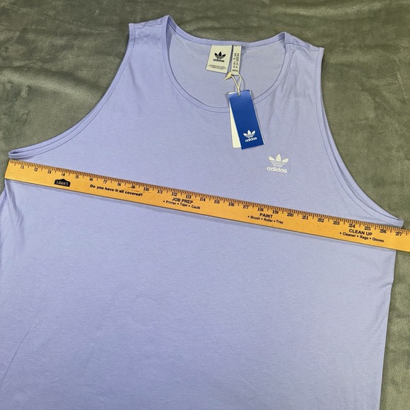Adidas Mens 2XL Originals Essentials Embroidered Trefoil Tank Top Periwinkle XXL - Picture 6 of 10